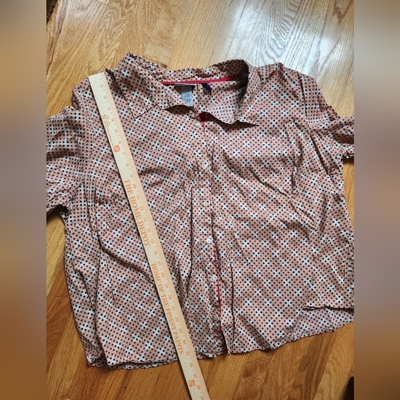 Catherines long sleeve button top blouse polka dot size 3x petite office casual - Picture 2 of 8